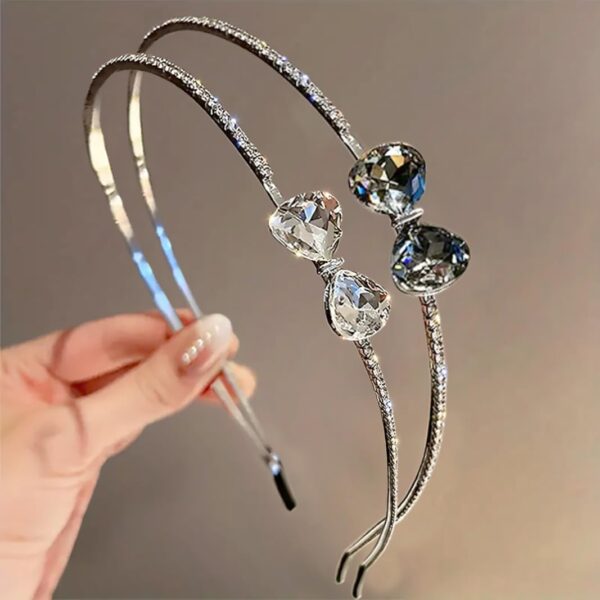 Rhinestone Bow Metal Headband Set (2 Piece)