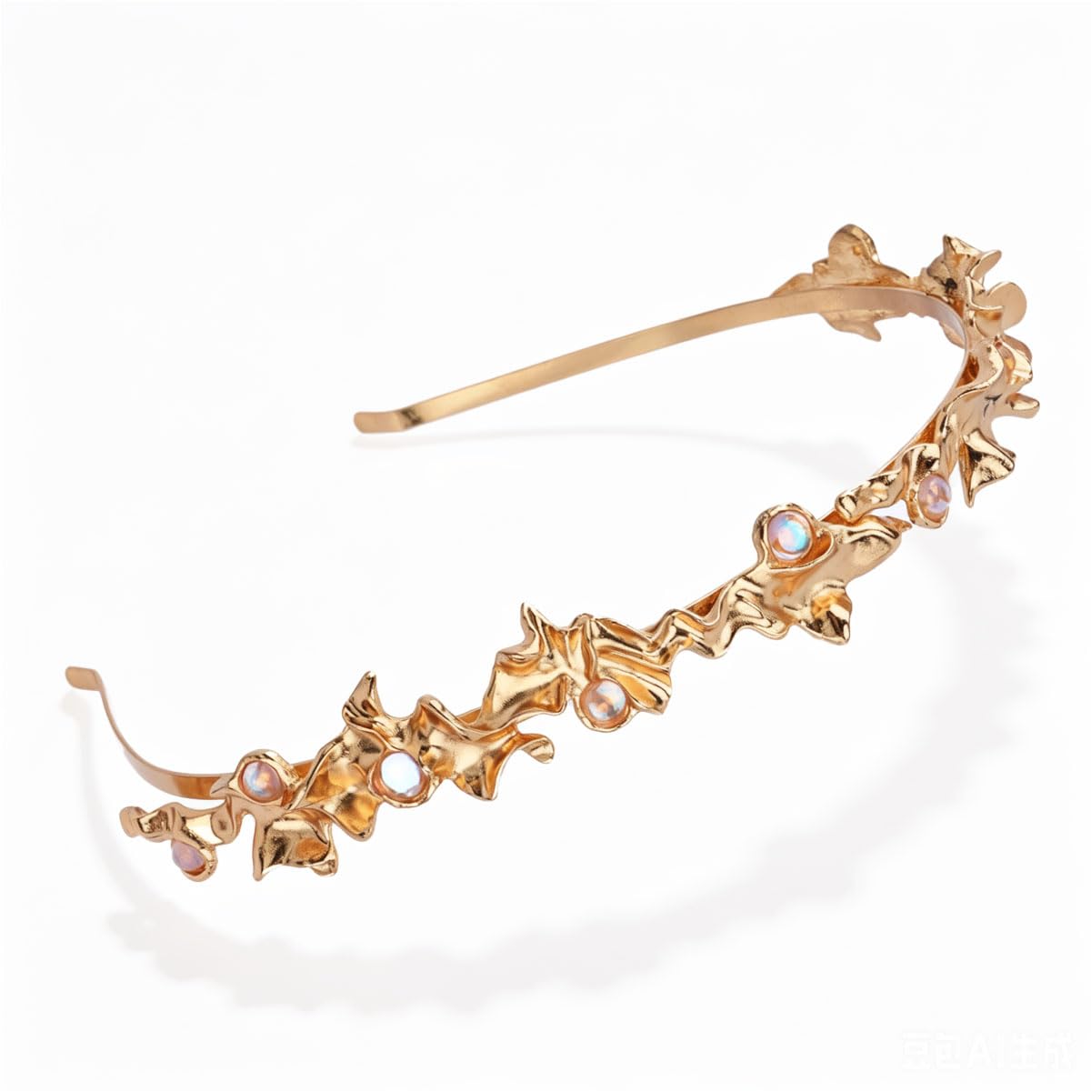 Gold Moonstone Thin Metal Headband Image 2