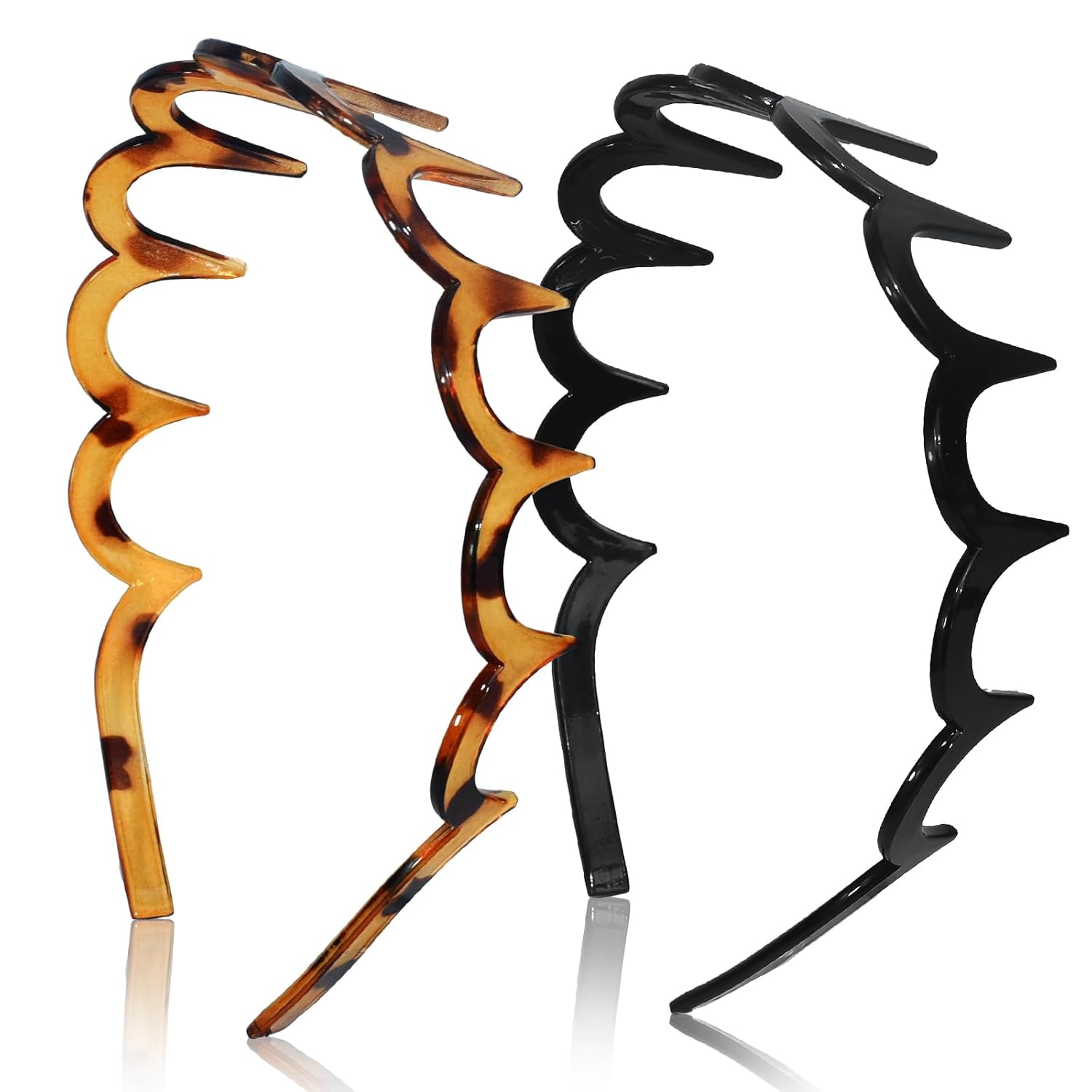 U Shaped Toothed Metal Headband Set (2 Piece)