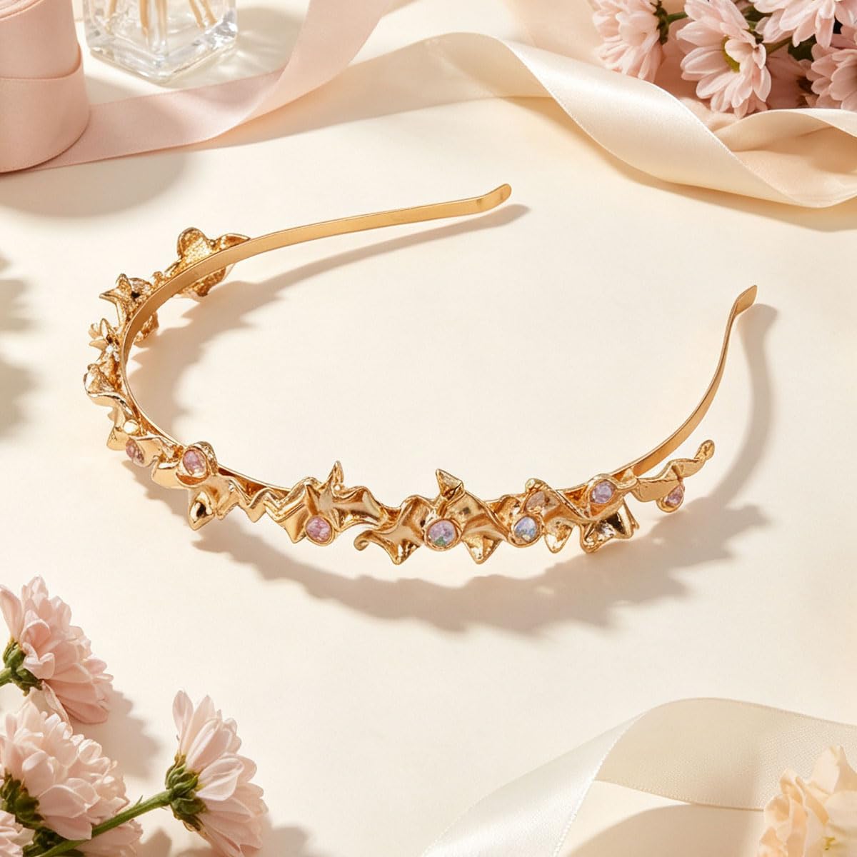 Gold Moonstone Thin Metal Headband