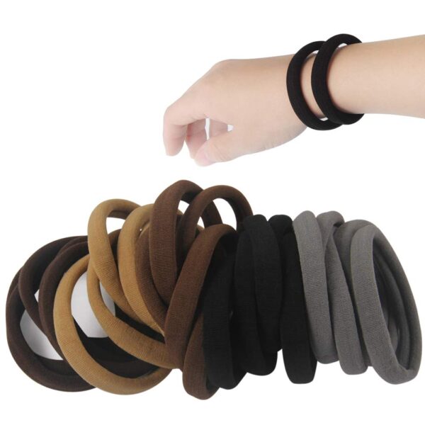 Brown Seamless Hair Ties for Thick Hair (20 Pack)