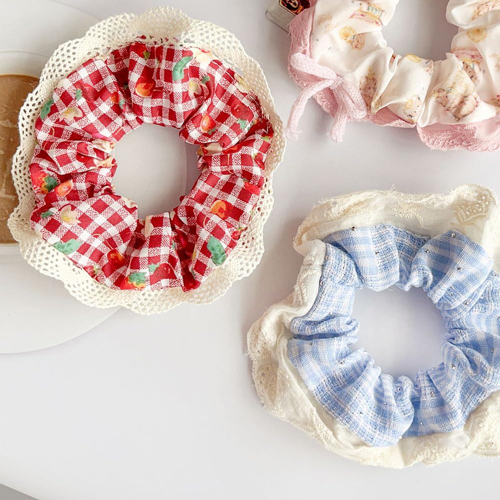 Lace & Plaid Hair Scrunchie Image 2