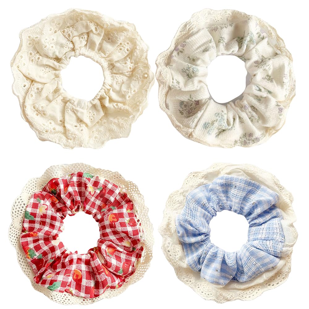Lace & Plaid Hair Scrunchie