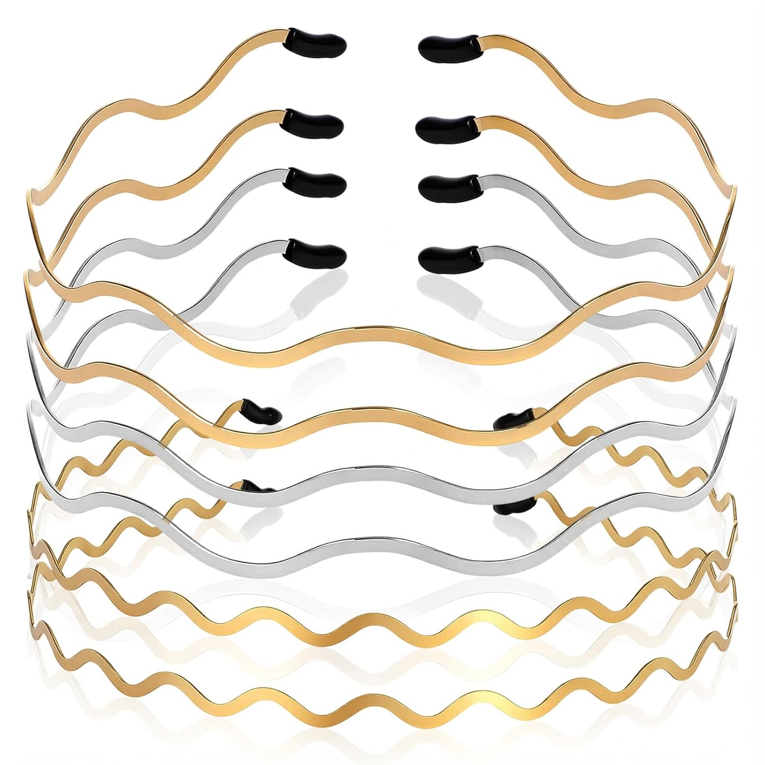 Wavy Metal Headbands (6 Piece Set)